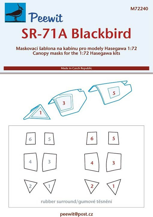 Peewit M72240 1/72 Canopy mask SR-71A Blackbird (HAS)