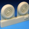 Barracuda Studios BCR48304 Gloster Meteor F.8 Main and Nose Wheel Set. Contains new resin wheels with detailed hubs, accurate tread, tire/tyre data and logos. (designed to be used with Airfix kits) 1/48