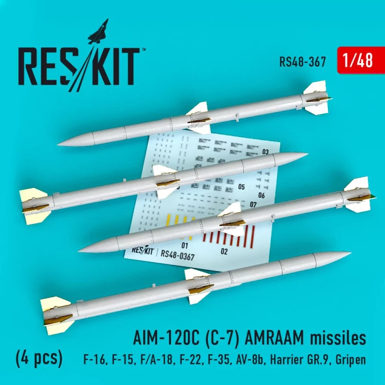 Reskit 48367 AIM-120C (C-7) AMRAAM missiles (4 pcs.) 1/48