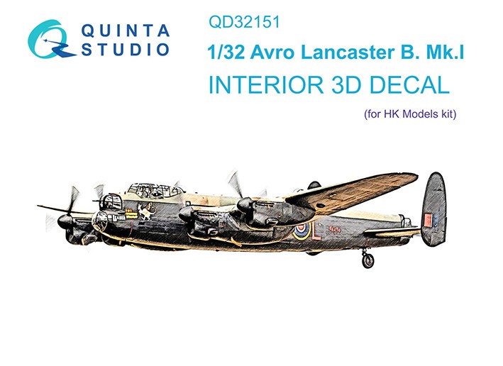 Quinta Studio QD32151 Avro Lancaster B. Mk.I (HK Model) 3D Декаль интерьера кабины 1/32