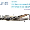Quinta Studio QD32151 Avro Lancaster B. Mk.I (HK Model) 3D Декаль интерьера кабины 1/32