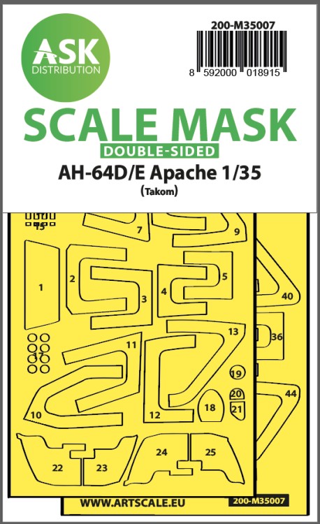 Art Scale 200-M35007 Boeing/Hughes AH-64D/E canopy frame paint mask (inside and outside) 1/35
