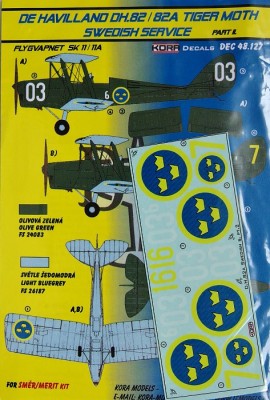 Kora Model DEC48127 DH.82/82A (Swedish Service) Pt.II декали 1/48