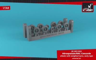 Armory ARAW14504 Aerospatiale Concorde wheels with weighted tires, early 1/144
