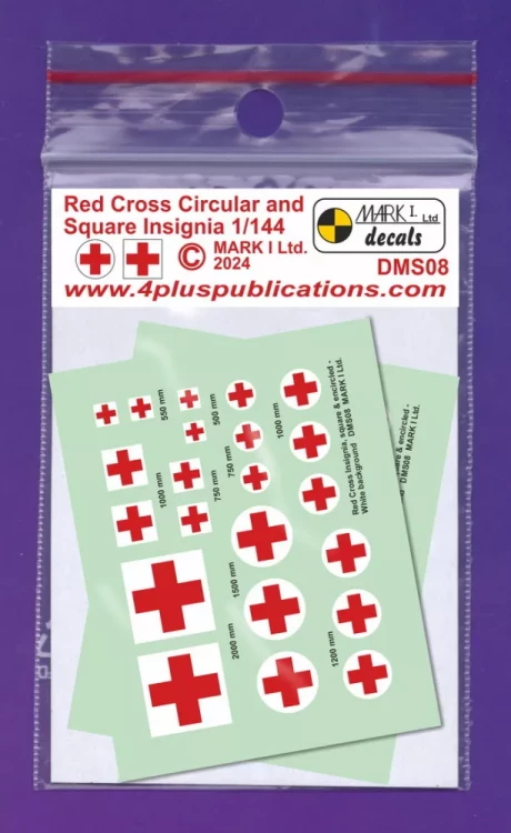 4+ Publications DMS08 Decals Red Cross Circular & Square Insignia 1/144