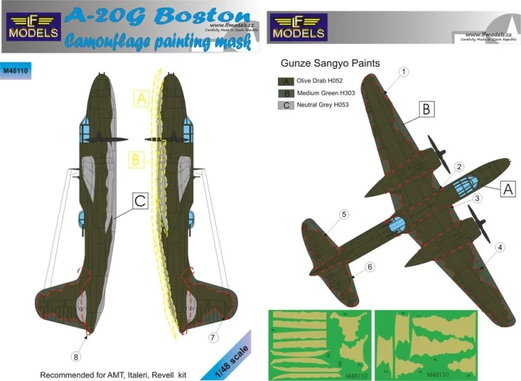 Lf Model M48110 Mask A-20G Boston Camouflage painting 1/48