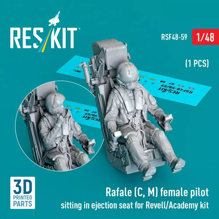 Reskit F48059 Rafale (C,M) female pilot sitting in ej.seat 1/48