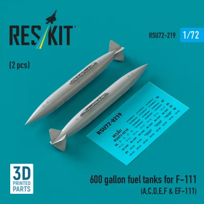 Reskit U72219 600 gallon fuel tanks for F-111 (2 pcs.) 1/72