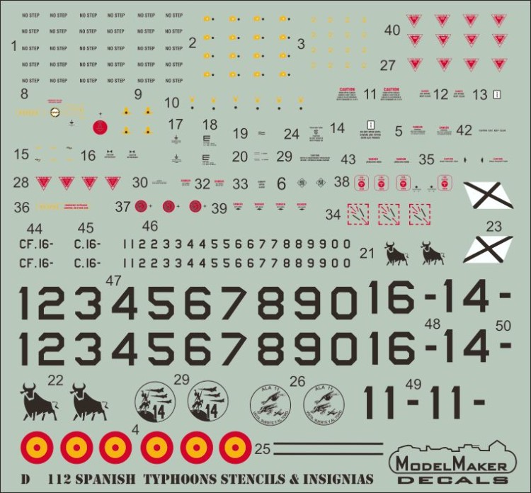 Model Maker Decals D72112 Spanish Eurofighter EF-2000A Typhoon stencils and insignias 1/72