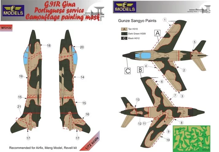 Lf Model M72122 Mask G.91R Gina Portuguese service Camouflage 1/72