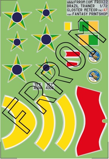 Frrom-Azur FROX22 Brazil Meteor T.Mk.7Nr 4306 with choice of Braziliar stars (normal /inverted) 1/72