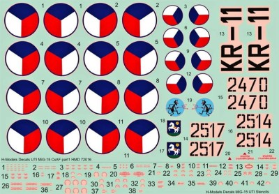 HM Decals HMD-72016 1/72 Decals MiG-15 in Czech Air Force - Part 1