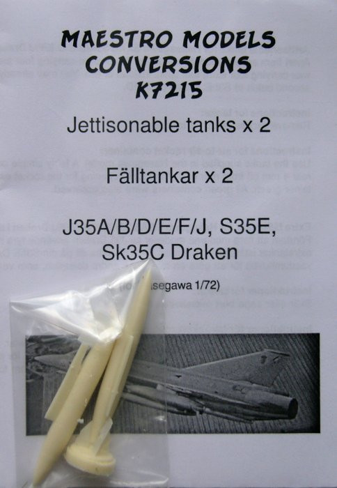 Maestro Models MMCK-7215 1/72 S35E Draken fuel tanks with pylon