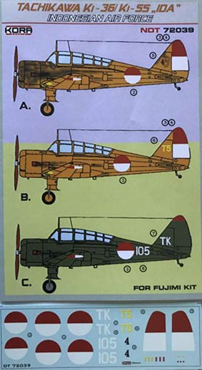 Kora Model NDT72039 Tachikawa Ki-36/Ki-55 Indonesian AF декали декали 1/72