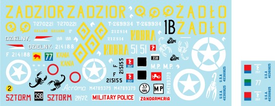 Star Decals 35-C1077 Firefly, Stuart, Halftrack, Willys Jeep, Staghound. Polish Tanks in Italy 1943-45. 2nd Armoured Bde, 2nd Warsawska Div. (was Bison decal 35049) 1/35