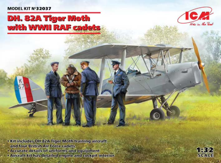 ICM 32037 DH. 82А Tiger Moth с кадетами RAF 1/32