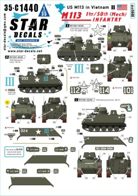 Star Decals 35-C1440 US M113 in Vietnam # 2.M113A1 ACAV. 1 Bn / 50th (Mech) Infantry 1/35