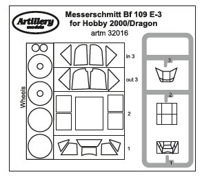 Fly model M3216 Masks for Bf 109 E-3 (DRAG/H.2000) 1/32