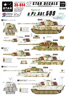 Star Decals STAR35844 Pz.Kpfw.VI Tigers of schwere Pz. Abt 509 last year. Pz.Kpfw.VI Tiger 2 and BefehlsPz.Kpfw.VI Tiger 2 1/35