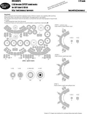 New Ware NWA-M0675 1/72 Mask C-130 Hercules EXPERT (ITALERI)