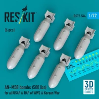 Reskit 72546 AN-M58 bombs 500 lbs. (6 pcs.) 1/72