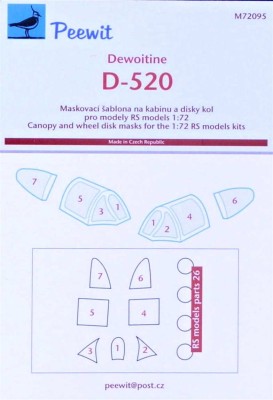 Peewit PW-M72095 1/72 Canopy mask Dewoitine D-520 (RS)