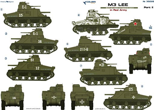 Colibri decals 35028 M3 Lee in the Red Army. Part II 1/35