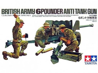 Tamiya 35005 Английская шестифунтовая противотанковая пушка с тремя фигурами артиллеристов. 1/35