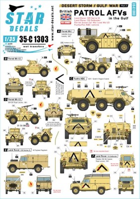 Star Decals 35-C1303 Desert Storm # 3 British Recce AFVs in the Gulf 1990-91 1/35