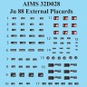 Aims AIMS32D028 Junkers Ju-88 External Placards (designed to be used with Revell Ju-88A-1 and Ju-88A-4 kits plus any AIMS conversion kits) 1/32