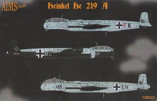 Aims AIMS72D023 Heinkel He-219 He-219A-0 G9+FB flown by Major Werner Strieb 1/72