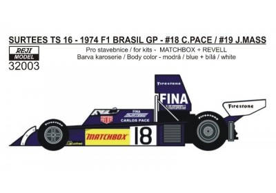 Reji Model 32003 Surtees TS16 F1 Brasil GP 1974 1/32