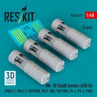 Reskit 48572 Mk-38 Depth bombs (650 lb) (4 pcs.) 1/48