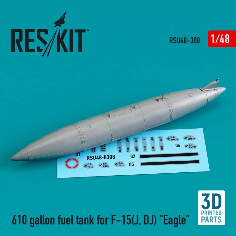 Reskit U48308 610 gallon fuel tank for F-15(J, DJ) 'Eagle' 1/48