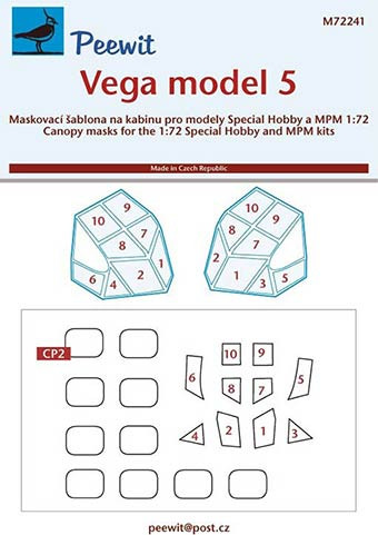 Peewit M72241 1/72 Canopy mask Vega model 5 (SP.HOBBY)