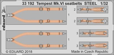 Eduard 33192 Tempest Mk.VI seatbelts STEEL 1/32