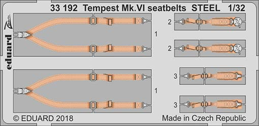Eduard 33192 Tempest Mk.VI seatbelts STEEL 1/32