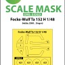 Art Scale 200-M48063 Focke-Wulf Ta-152H wheels and canopy frame paint mask (outside only) 1/48