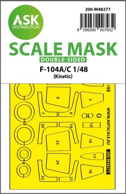 Art Scale 200-M48277 Lockheed F-104A/C Starfighter wheels and canopy frame paint mask (inside and outside) for clear parts 1/48