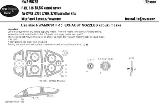 New Ware NWA-M0789 1/72 Mask F-15E, F-15I BASIC (G.W.H.)