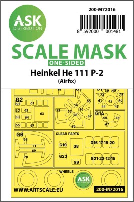 Art Scale 200-M72016 Heinkel He-111P-2 Kabuki wheels and canopy frame paint masks (outside only) 1/72