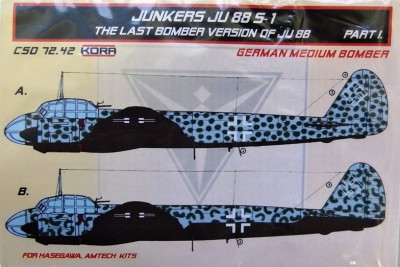 Kora Model CSD7242 Ju 88 S-1 Conv.set&amp;decal - Part I. (HAS,AMT) 1/72