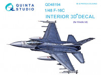 Quinta Studio QD48194 F-16С (для модели Kinetic) 3D Декаль интерьера кабины 1/48