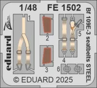 Eduard FE1502 Bf 109E-3 seatbelts STEEL (HOBBYB) 1/48