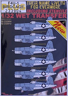 HGW 233904 Decals F4U-1A Corsair Birdcage PLUS 1/32