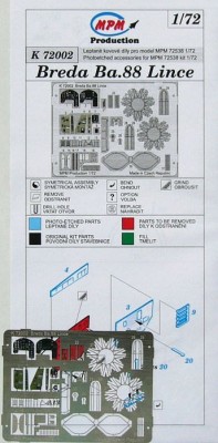 MPM K72002 Breda Ba.88 Lince - colour photoetched set 1/72