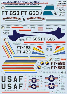 Print Scale 72-448 Lockheed F-80. Commanding office mounts: USA &amp; Europe Part 2 1/72