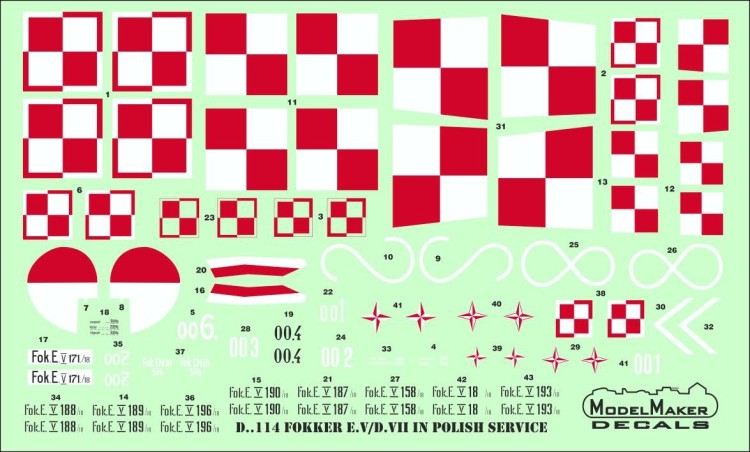 Model Maker Decals D72114 Fokker E.V/D.VII in Polish service 1/72