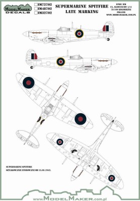 Model Maker Decals IM32702 Supermarine Spitfire roundels and fin flashes - LATE 1/32