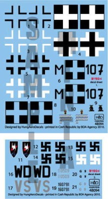 HAD 48094 Decal Bf 110 G-4 (HU M-107, 3 Luftwaffe) 1/48